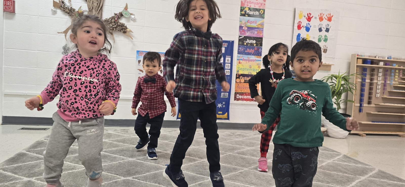 Children jumping and dancing with joy